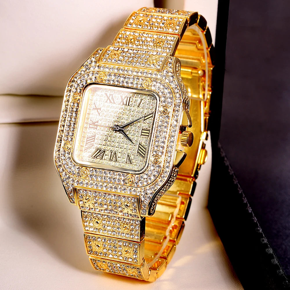 Gold Cuban Chain Watch & Bracelet