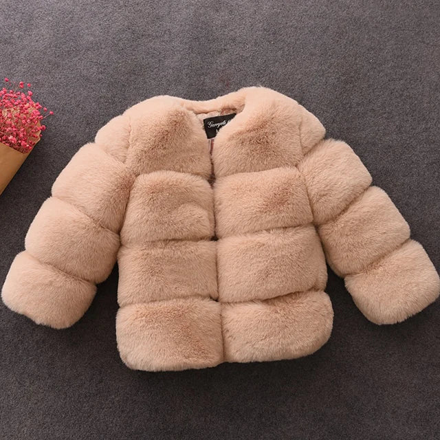 Kids Girls Christmas Fur Coat