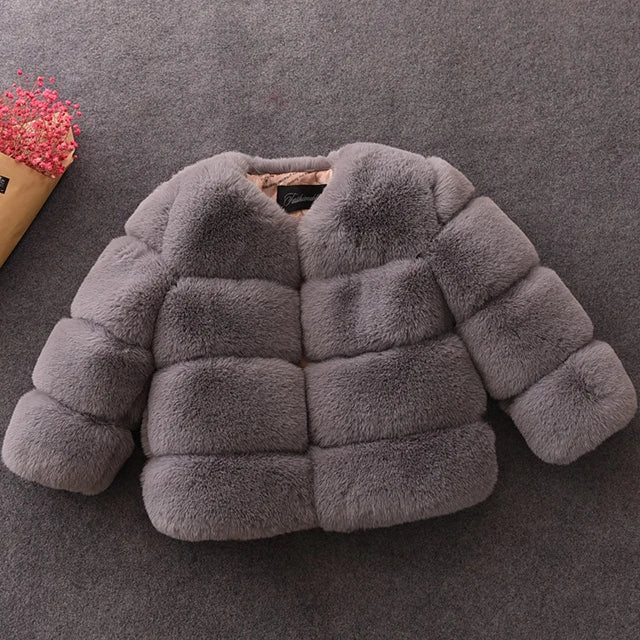 Kids Girls Christmas Fur Coat