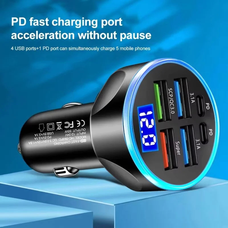 100W 6-Port Car Charger