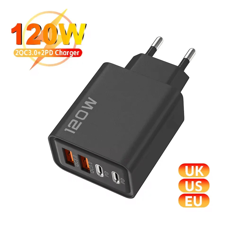 120W Quad USB-C Fast Wall Charger