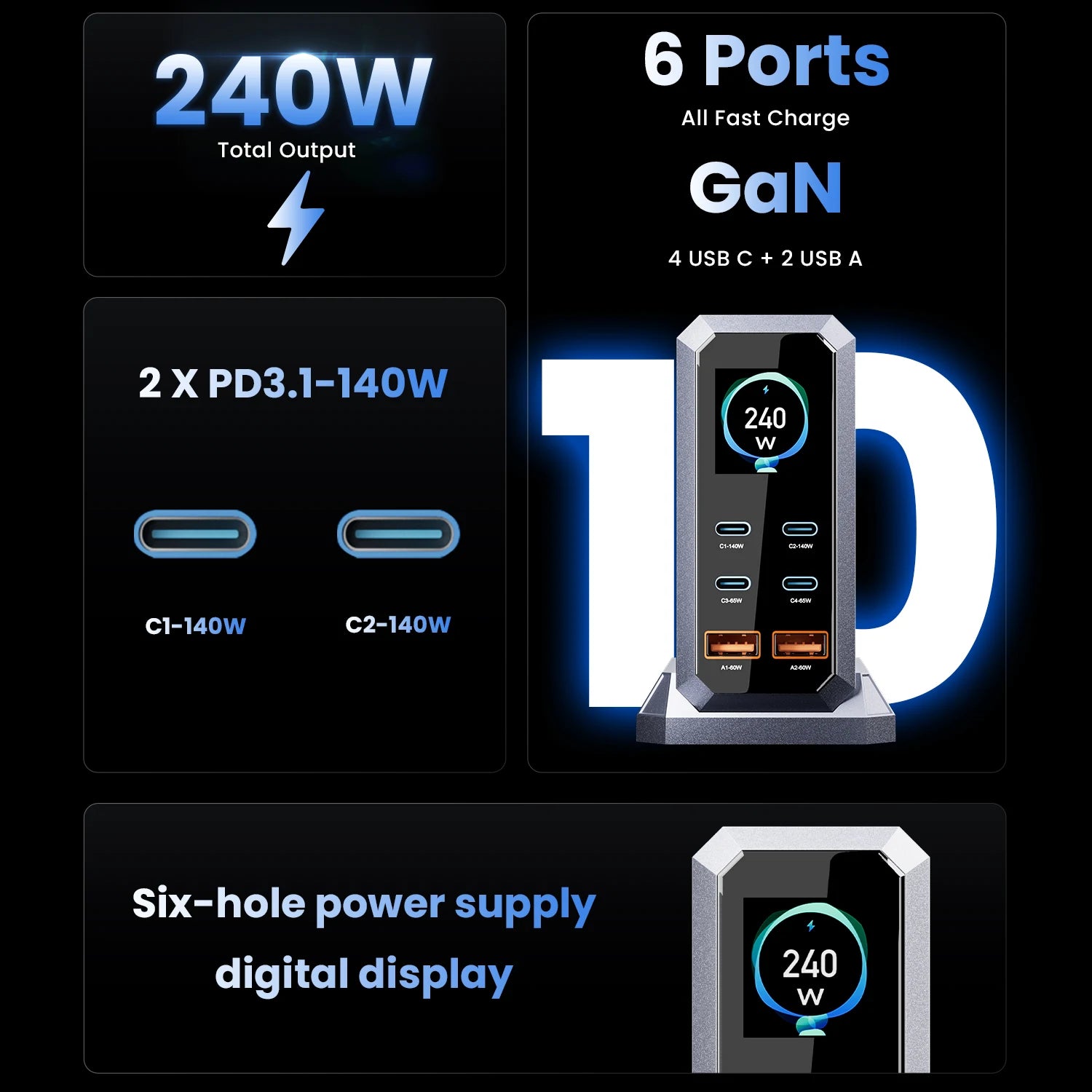 240W GaN PD Fast Charger