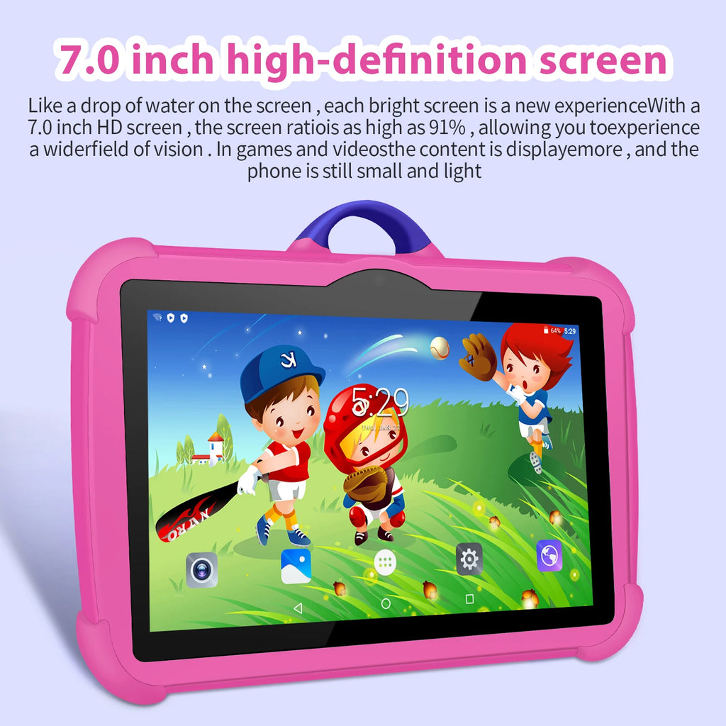 Kids 7" Tablet – Quad-Core, 4GB RAM, 64GB, Android, Learning & Education