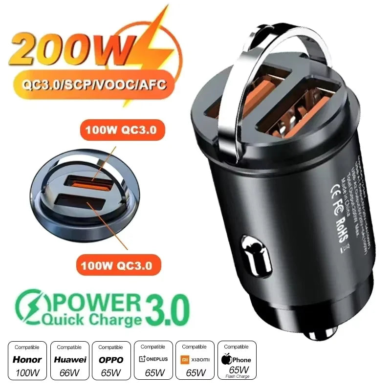 100W PD QC Compact Car Phone Charger