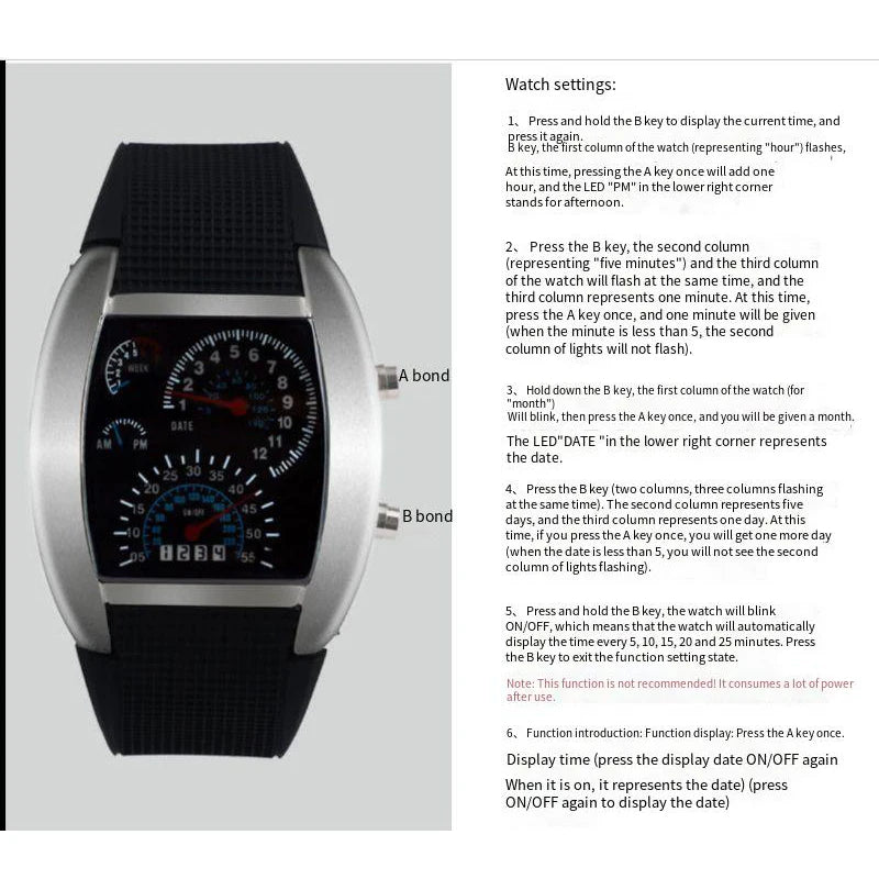 Men & Women LED Racing Watch