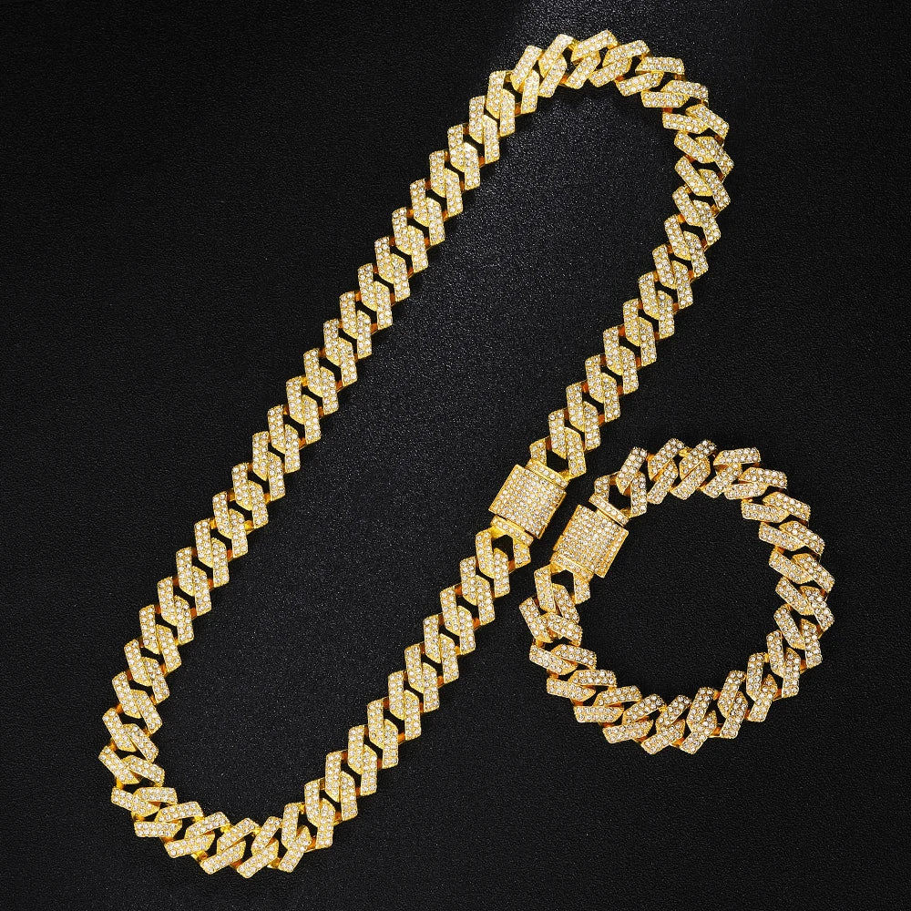 Gold Cuban Chain Watch & Bracelet